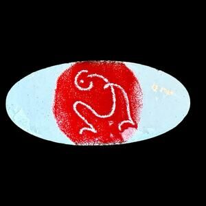 Red White Enamel Copper Brooch Abstract Mid Century Modernist Art Pin Vintage